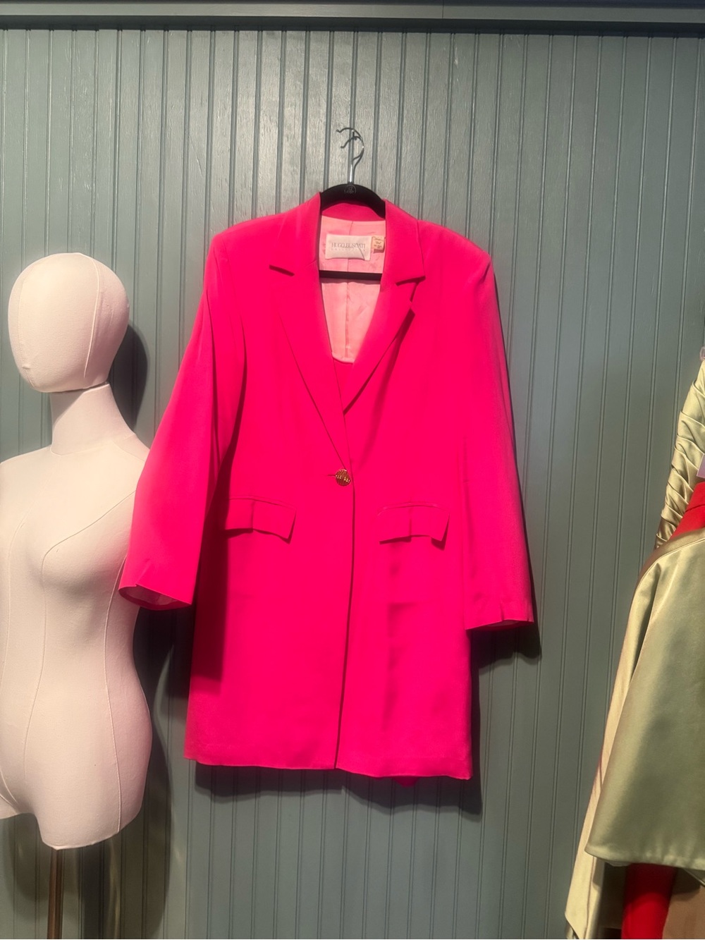 Hugo Buscati Hot Pink Long Single-Button Blazer